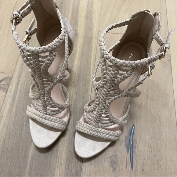 Aldo Braided Platform Faux Suede High Heels - Picture 7 of 12